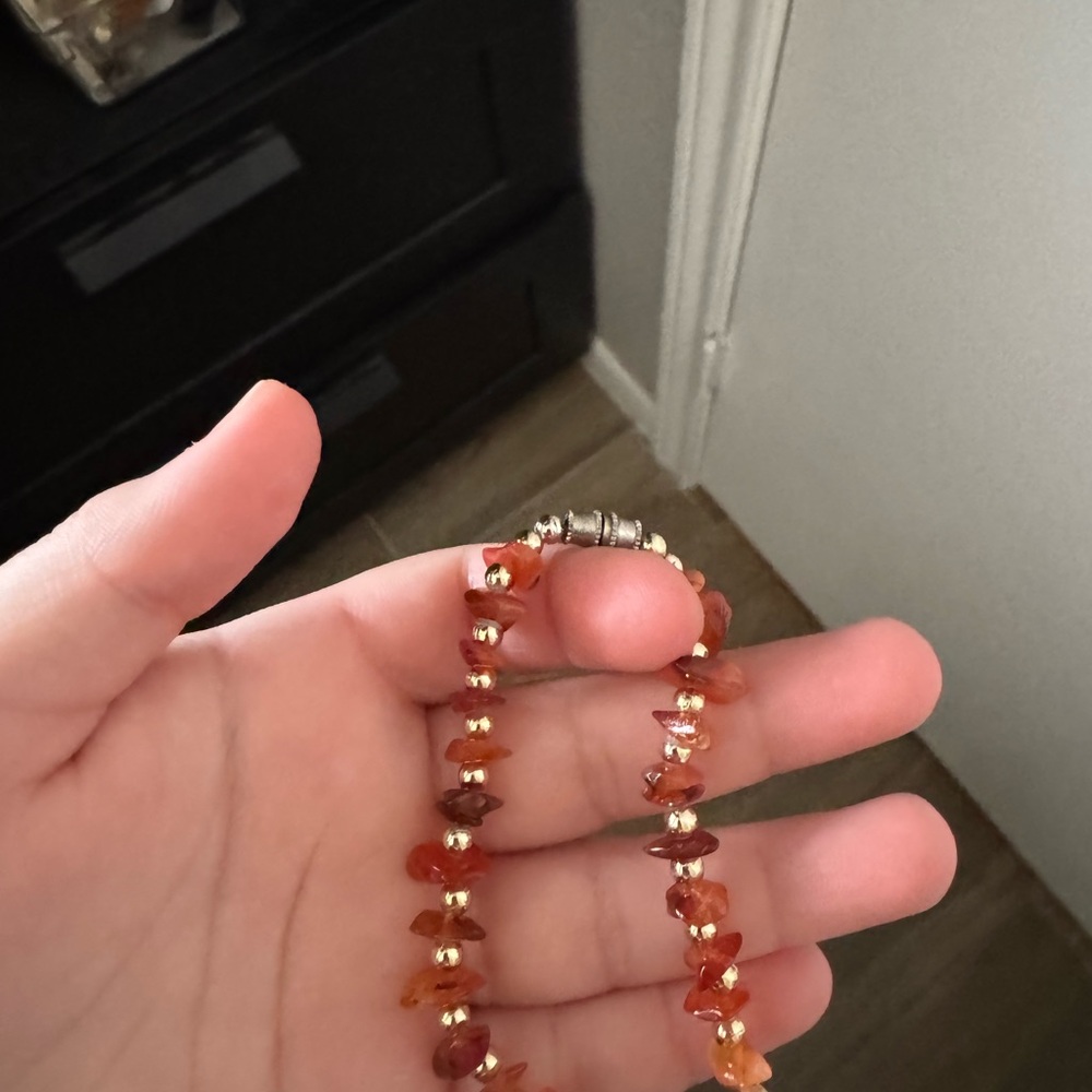 Elegant Gold and Red Beaded Bracelet